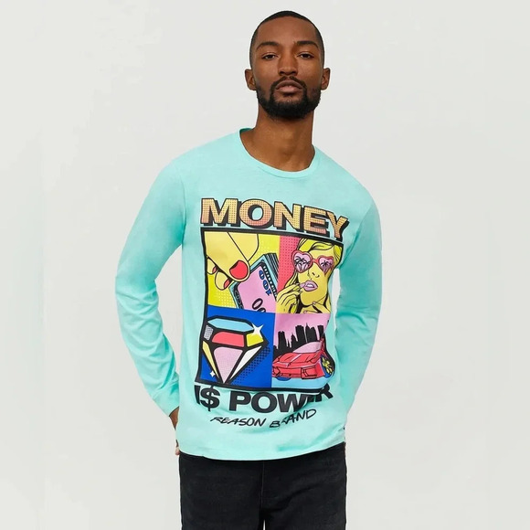 REASONS MONEY IS POWER LONG SLEEVE SMALL NWT - Picture 1 of 3